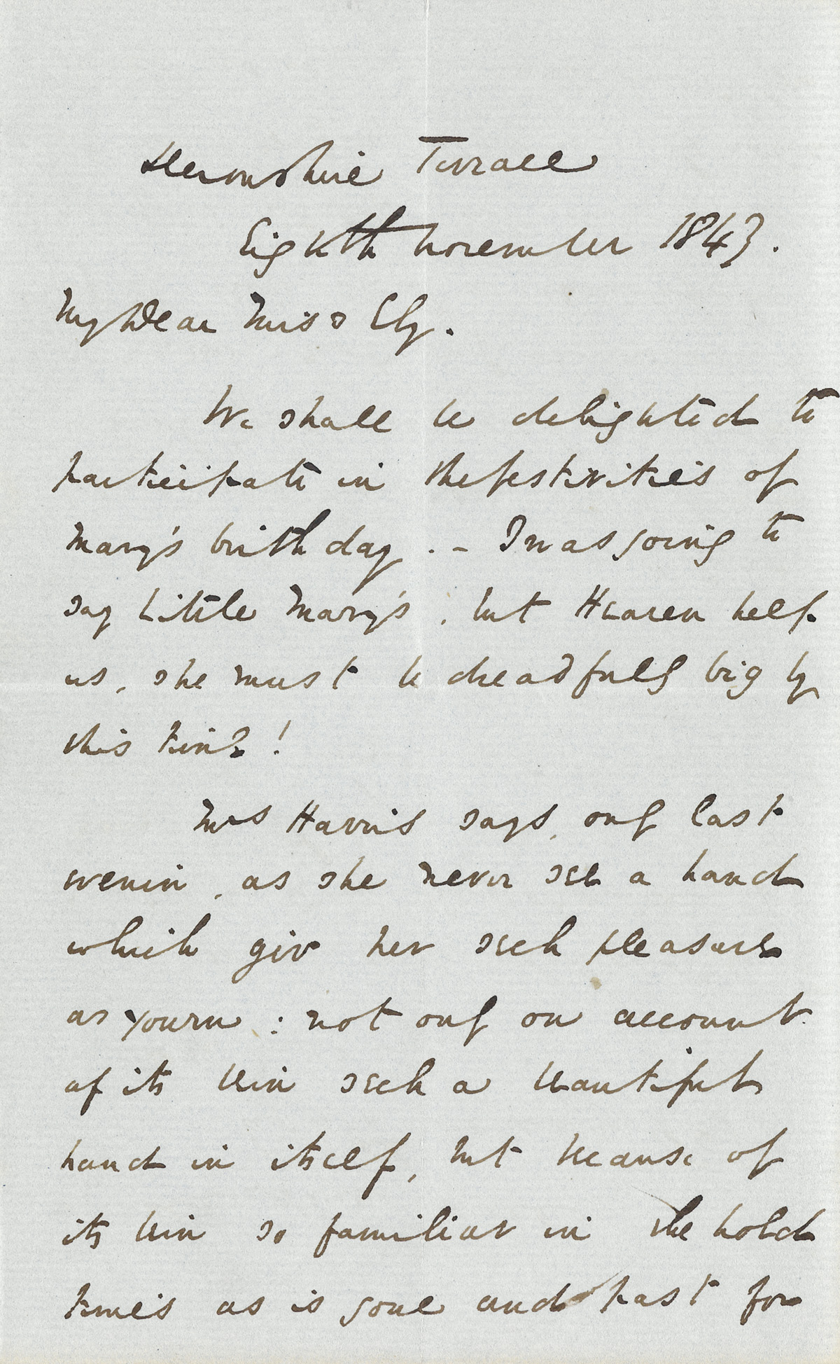 DICKENS, CHARLES. Autograph Letter Signed, to Marion Ely (My Dear Miss Ely),